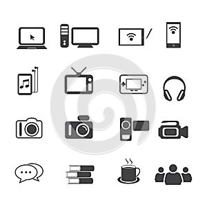 Big Data icon set, Entertainment and Electronic devices icons set