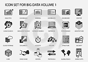 Big data icon set in flat design