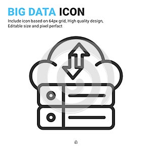 Big data icon vector with outline style isolated on white background. Vector illustration data server sign symbol icon concept
