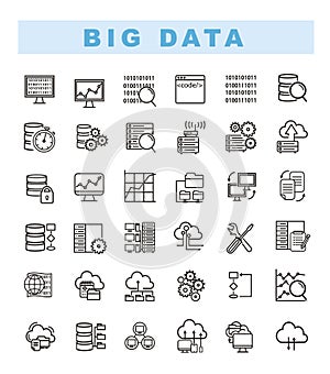 Big data icons set and web analytics icons set