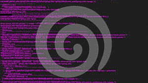 Purple screen coding hacker concept animation with glitch. Programming code typing error.