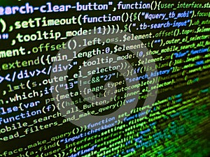 Big data and Internet of things trend. Background of software developer script. Programmer occupation. Modern application Source