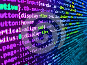 Big data and Internet of things trend. Internet connection stream flow concept. Programming code abstract screen of software