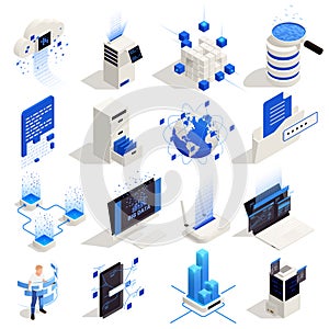 Big Data Isometric Icons