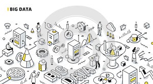 Big Data Isometric Outline Illustration