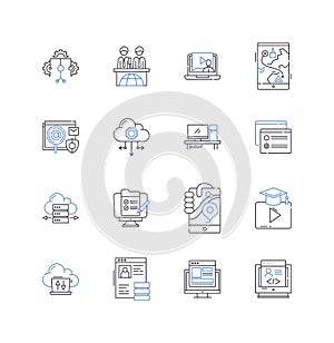 Big data line icons collection. Analytics, Mining, Visualization, Insights, Algorithms, Hadoop, Integration vector and