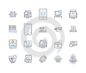 Big data line icons collection. Analytics, Volume, Velocity, Variety, Insights, Predictive, Optimization vector and