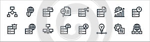 Big data line icons. linear set. quality vector line set such as communication, idea, server, delete, data analytics, data