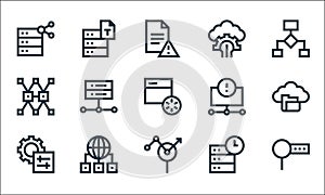 big data line icons. linear set. quality vector line set such as search, search, server, database, communication, data complexity