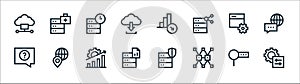 Big data line icons. linear set. quality vector line set such as server, data complexity, database, speech bubble, development,