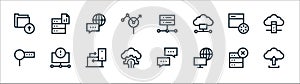 Big data line icons. linear set. quality vector line set such as uploading, internet, cloud computing, search, loading,