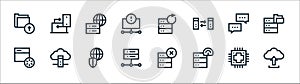 big data line icons. linear set. quality vector line set such as uploading, server, server, loading, speech bubble, global server
