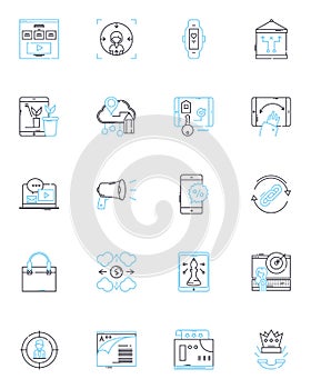 Big data linear icons set. Analytics, Insights, Hadoop, Algorithms, Visualization, Processing, Mining line vector and