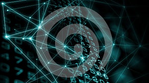 Cyber security blockchain, global cyberattack, black background