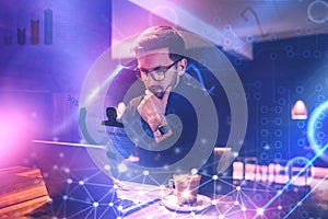 Big data management, digital technology, software development concept. Computer programmer, software engineer