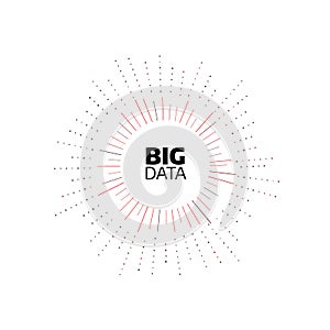 Big data minimal flat icon. Circle shape stripes and lines with digits. Bigdata design concept illustration photo