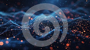 Big data network connecting glowing nodes in cyberspace