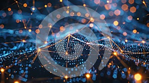 Big data network connecting glowing nodes and lines in cyberspace