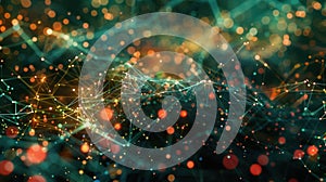 Big data network connecting glowing nodes and lines