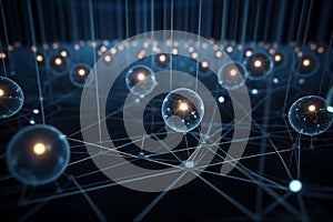 Big data, network structure, blockchain technology abstract background. AI generated.