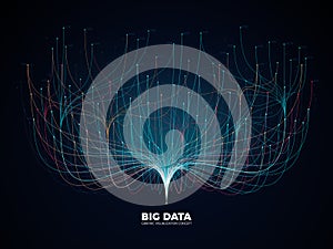 Big data network visualization concept. Digital music industry, abstract science vector background