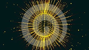 Big Data. Plexus effect. Sphere of connected nodes. Cluster net. Abstract network connection background.