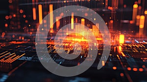 Big data processing generating glowing abstract information