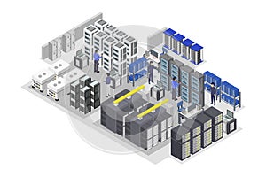 Big data processing isometric illustration
