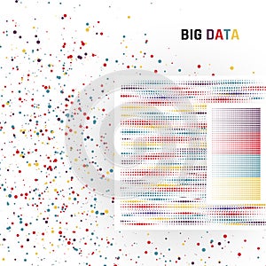 Big data. Processing of structured and unstructured data of huge volumes. Vector photo