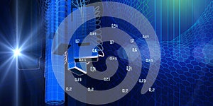 Big data. Quantum computer. Abstract physics  background concept with grid. Learning artificial intelligence element. Cryptography