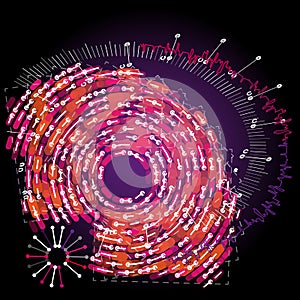 Big data radial visualization. Futuristic infographic.