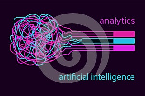 Big data science information analytics vector flat illustation. artificial intelligence