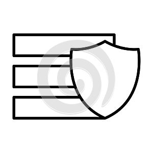 Big data security icon illustration. shield, safety. icon related to developer. Line icon styl