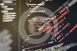 Big data storage and cloud computing representation. Programming . Developer working on web sites codes in office