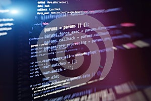 Big data storage and cloud computing representation. Programming . Developer working on web sites codes in office