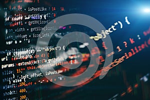 Big data storage and cloud computing representation. Programming . Developer working on web sites codes in office