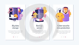 Big data storage and protection app interface template.
