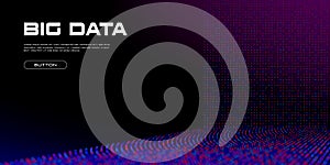 Big Data stream with Depth of Field Effect DoF. Vivid big data particles with bokeh effect and copy space. Linear