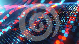 Big data stream flowing with binary code and light trails
