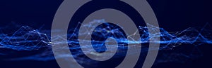Big data stream. Information technology background. The dynamic wave background consisting of lines and points. 3d