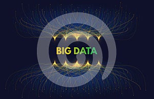 Big data streams. Digital technology visualization, network flow order and abstract database nodes connections vector