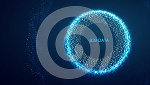 Big data technology background. Binary code algorithms deep learning. Virtual reality analysis. Data science learning