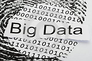 Big data text on binary code