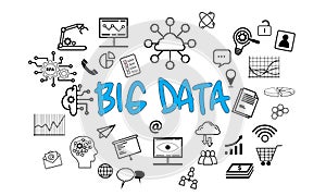 Big data, text symbol icon, business terms