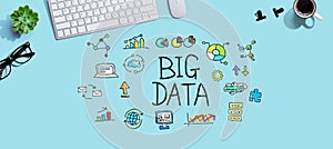 Big data theme with a computer keyboard