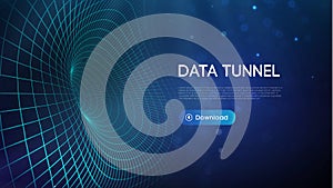 Big data tunnel vector illustration. Abstract digital background. Computer data tunnel technology. Sorting data and