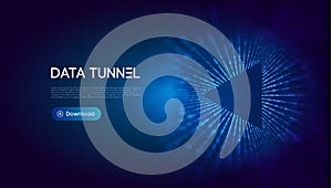 Triangle tunnel big data vector illustration. Abstract digital background. Computer triangle tunnel technology