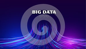 Big data vector background. Data funnel ai network. Quantum technology bigdata