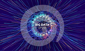 Big data vector circle background. Visual sort analysis. Wave flow data. Bigdata stream design.