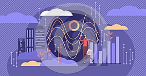 Big data vector illustration. Tiny person with server visualization concept